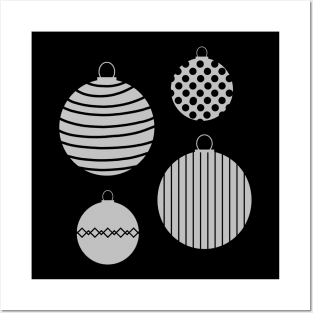 Silver Tone Christmas Baubles Posters and Art